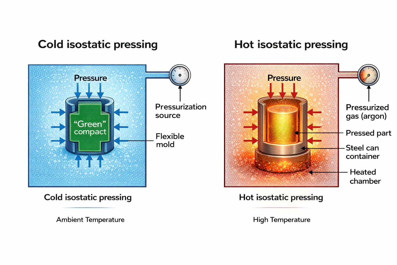 Key Differences Between Cold and Hot Isostatic Pressing